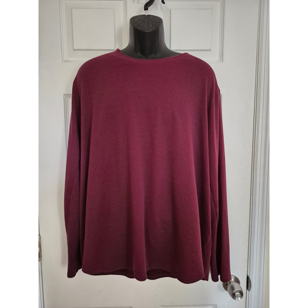 Lululemon Mens Long Sleeve Athletic Shirt Burgundy Maroon Textured Crew Neck XXL